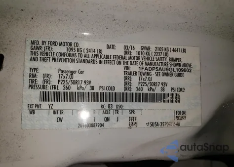 2016 Ford C-Max Hybrid Se from USA, damaged, VIN 1FADP5AU9GL109602